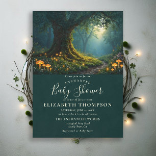 Invitation Forêt Enchantée Lueur Champignon Fantaisie Baby Sh