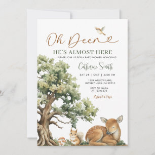 Invitation Forêt Enchantée Oh Cerf Fête de Naissance Gingham