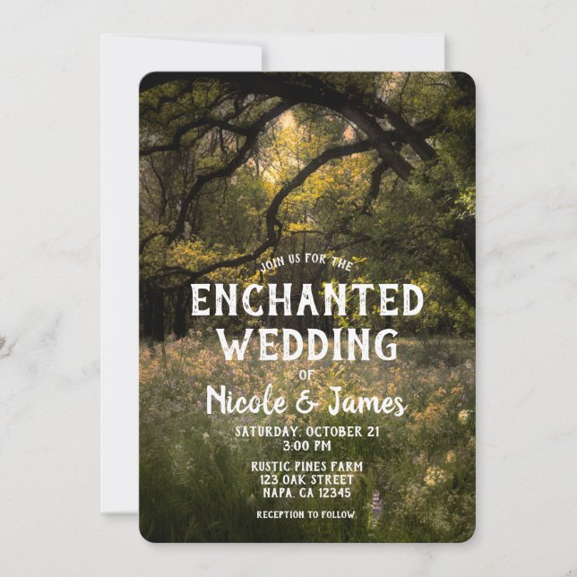 Invitation Forêt Enchantée Rustique Florale Bois Mariage (Devant)