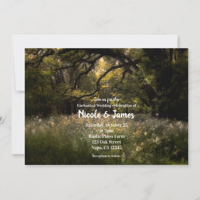 Invitation Forêt Enchantée Rustique Florale Bois Mariage (Devant)