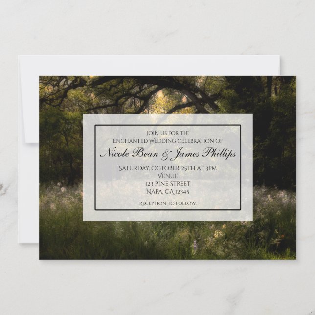 Invitation Forêt Enchantée Rustique Florale Bois Mariage (Devant)