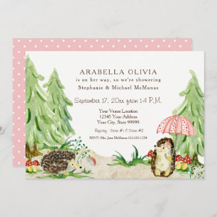 Invitation Forêt forestière Animaux Hérisson Baby shower fill