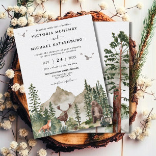 Invitation Forêt forestière de montagne Animaux Mariage