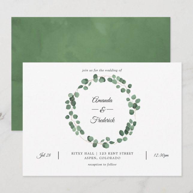 Invitation Forêt forestière Eucalyptus Mariage de verdure (Devant / Derrière)