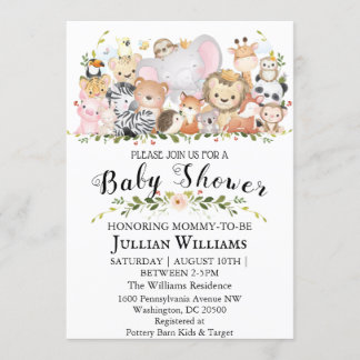 Invitation Forêt forestière Végétation Baby shower Animaux sa