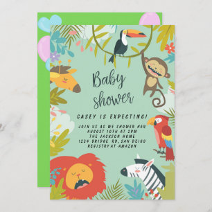 Invitation Forêt forestière Végétation Baby shower Animaux sa