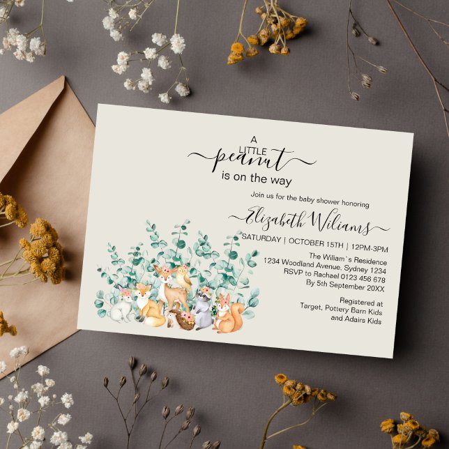 Invitation Forêt forestière Végétation Baby shower Animaux sa (Créateur téléchargé)