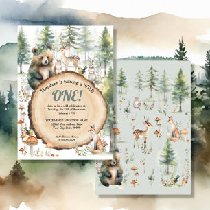 Invitation Forêt Forêt Bois Mets Animaux Ours Cerf 1er Premie