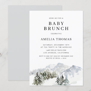 Invitation Forêt hivernale de neige Baby shower boisé