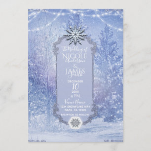 Invitation Forêt hivernale Pins Lumières Flocons de neige Mar