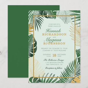 Invitation Forêt moderne Vert Tropical Feuille Mariage modern
