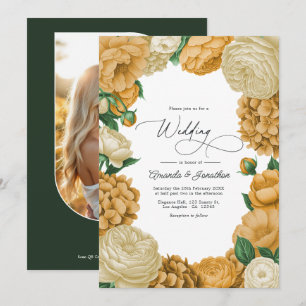 Invitation Forêt Noire Verte, Crème/Fleurs de Miel Chaud Mari