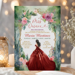 Invitation Forêt-Robe Rouge Bourgogne Princesse 15 Mis Provin
