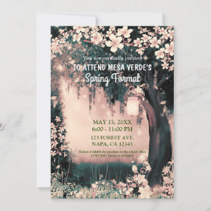 Invitation Forêt Rose Enchantée de Bois Fantastique Bal de Pr