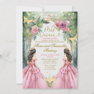 Invitation Forêt royale princière rose pâle Quinceañera