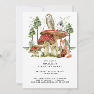 Invitation Forêt rustique Bois Animaux Garçon Anniversaire