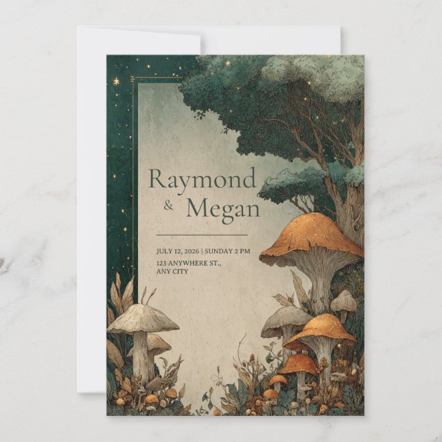 Invitation Forêt rustique de champignons de la forêt de teint (Devant)