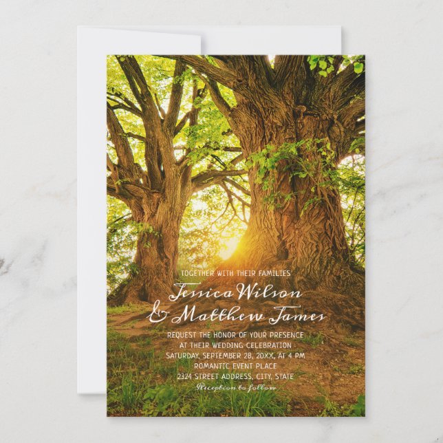 Invitation Forêt rustique Mariage campagnard de verdure d'été (Devant)