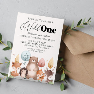 Invitation Forêt sauvage d'une mignonne Bois Animaux Annivers