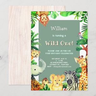 Invitation Forêt sauvage d'une pluie Animaux Whimsical Annive