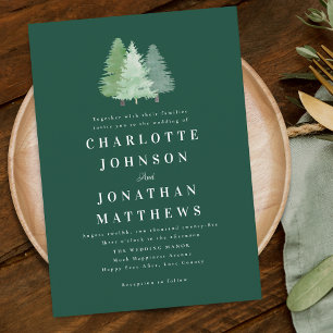 Invitation Forêt simple à l'aquarelle Bois verdoyant Mariage 