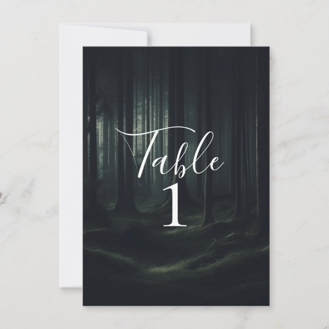 Invitation Forêt sombre et triste Arbres au crépuscule Numéro (Devant)