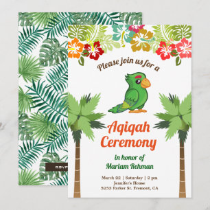 Invitation Forêt tropicale de jungle Bébé Perroquet Aqiqah