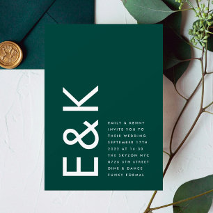 Invitation Forêt ultra moderne Gras Monogramme Emerald Green