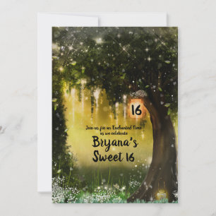 Invitation Forêt Verte Enchantée Étincelle Fantastique 16 ans