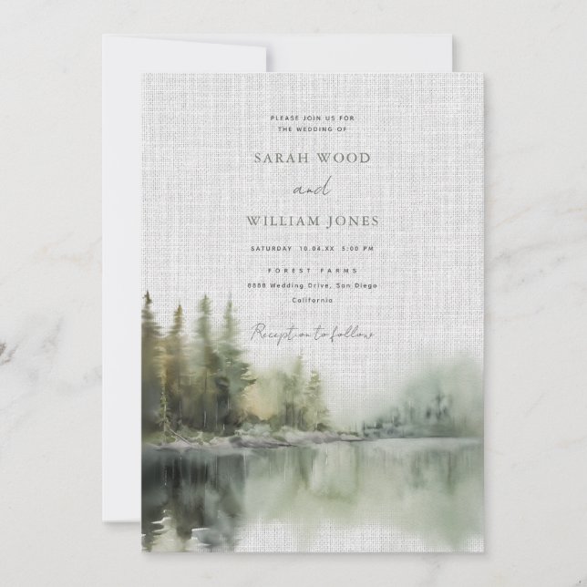 Invitation Forêt verte romantique (Devant)