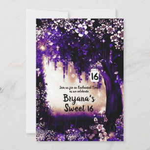 Invitation Forêt Violette Enchantée de Bois Fantastique Douze