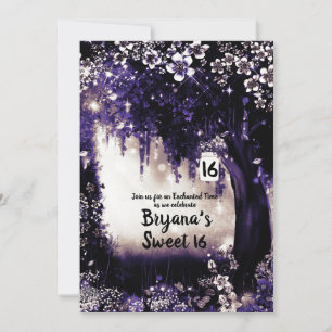Invitation Forêt Violette Enchantée de Bois Fantastique Sweet