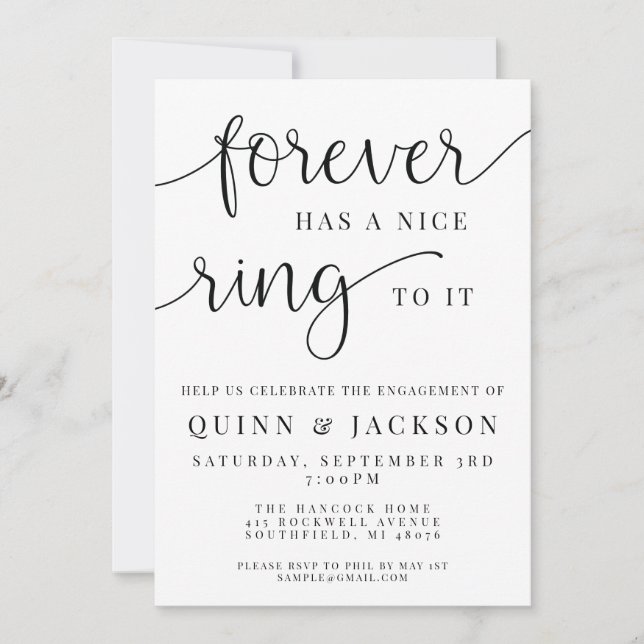 Invitation Forever A Une Belle Bague À Elle Fiançailles Invit (Devant)