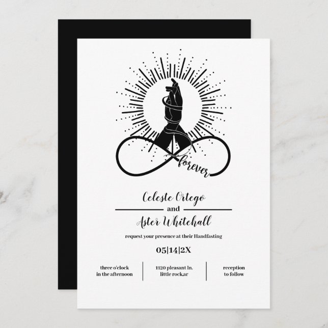 Invitation Forever Bound Hands Wiccan Union Handfasting (Devant / Derrière)