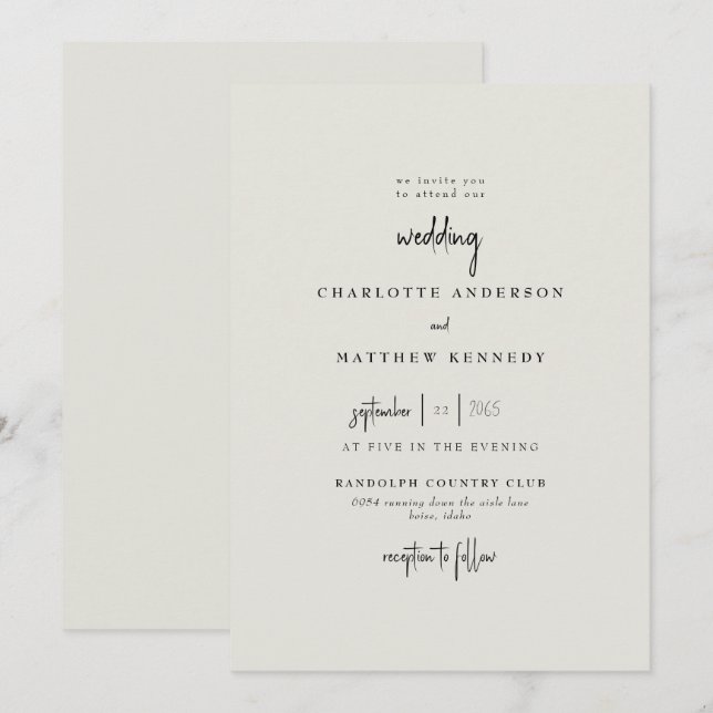 Invitation Forever Crème Fidèle Pas De Parents Mariage (Devant / Derrière)