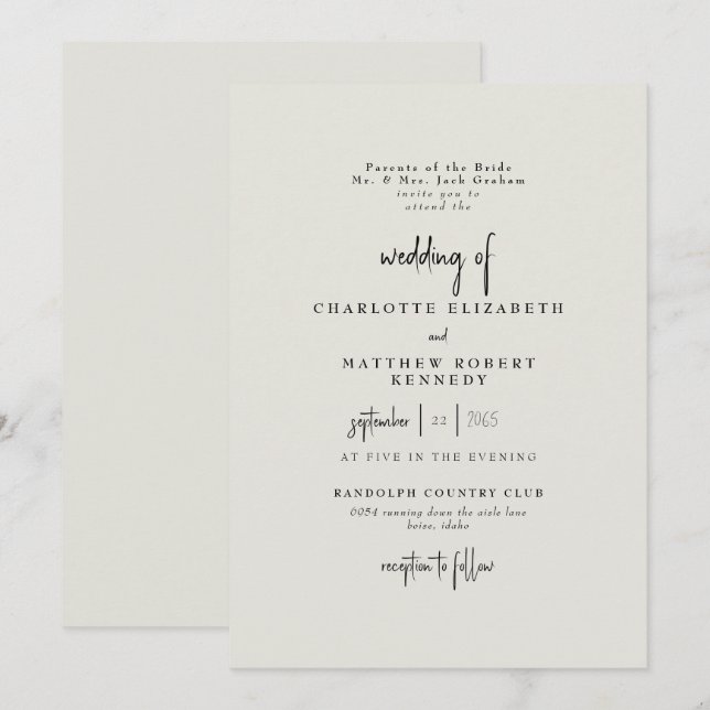 Invitation Forever Faithful Cream Mariage III (Devant / Derrière)
