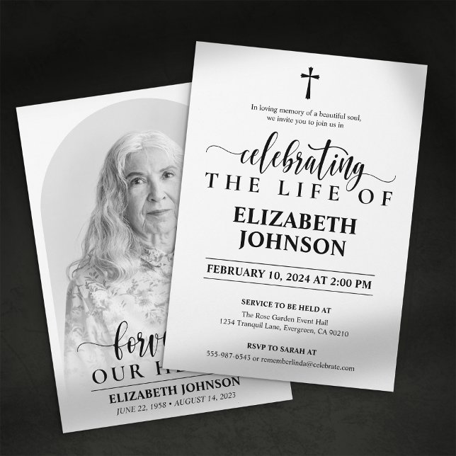 Invitation Forever in Our Hearts : Elégant Mémorial Photo (Créateur téléchargé)