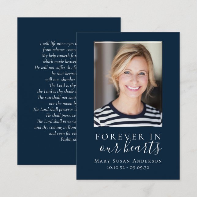 Invitation Forever in Our Hearts Photo Funeral Prayer Card (Devant / Derrière)