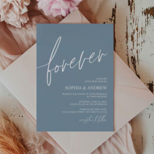 Invitation Forever Love Dusty Bleu minimaliste Mariage
