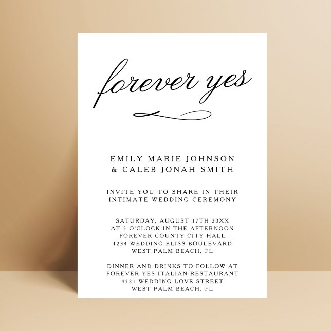 Invitation Forever Oui Romantique Intimate Courthouse Mariage (Créateur téléchargé)