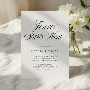 Invitation Forever Starts Now Mariage   Écriture Élégante