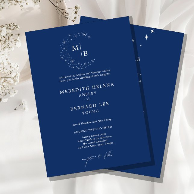 Invitation Formal Celestial Elegant Wedding Monogram Details (Créateur téléchargé)
