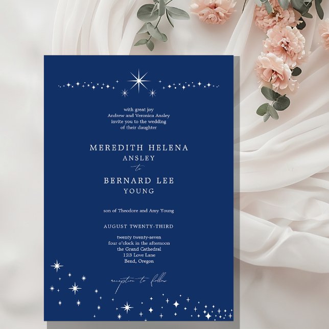 Invitation Formal Celestial Elegant Wedding Navy Blue (Créateur téléchargé)
