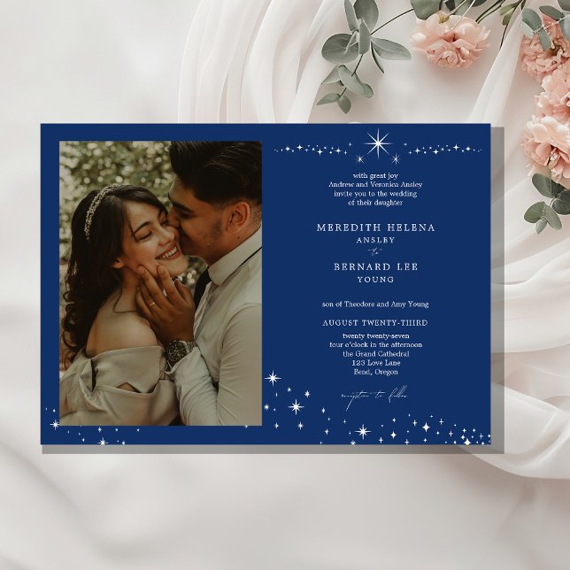 Invitation Formal Celestial Elegant Wedding Photo Horizontal (Créateur téléchargé)