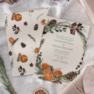 Invitation Formal Elégant Boho Verdure Citrus Mariage d'hiver