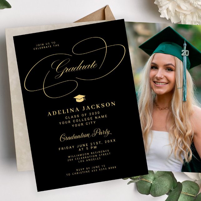 Invitation Formal elegant college photo graduation party (Créateur téléchargé)