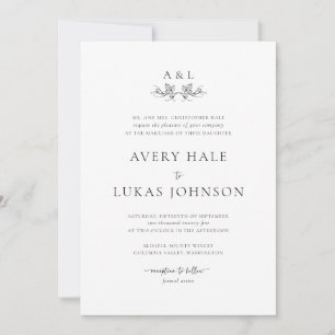 Invitation Formal Elegant noir blanc Mariage classique