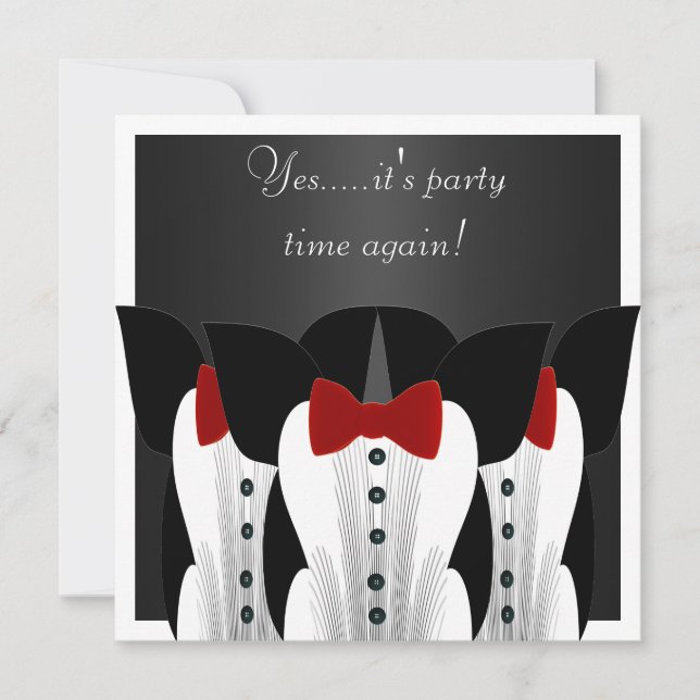 Invitation Formal Tuxedo Black Red Tie Suit 3 (Front)