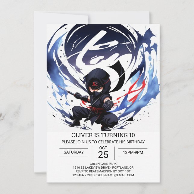 Invitation Formation moderne Ninja Anniversaire (Devant)