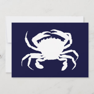 Invitation Forme de crabe bleu foncé et blanc